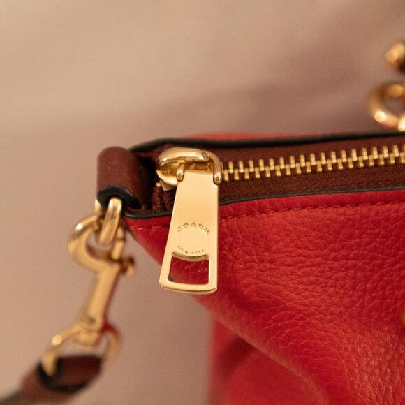 Coach Kacey Satchel – Red with Brown Trim – LIKE NEW - Picture 4 of 15